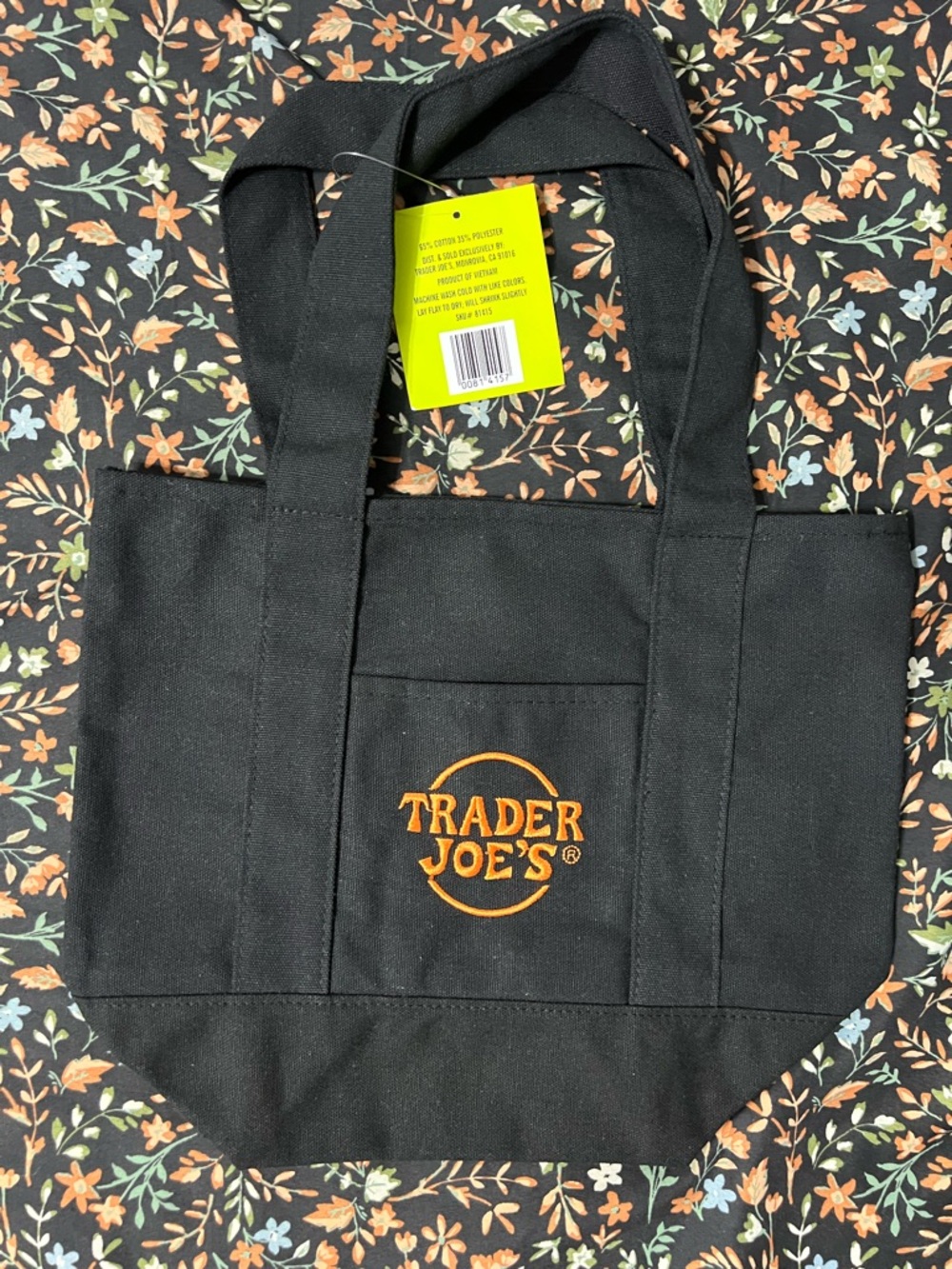 Trader Joe's Black Canvas Tote Bag